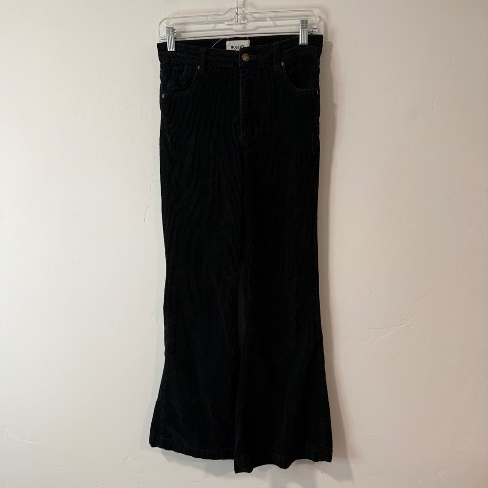 Rolla's Womens Eastcoast Flare Pants 27 Black Excellent High Rise Corduroy